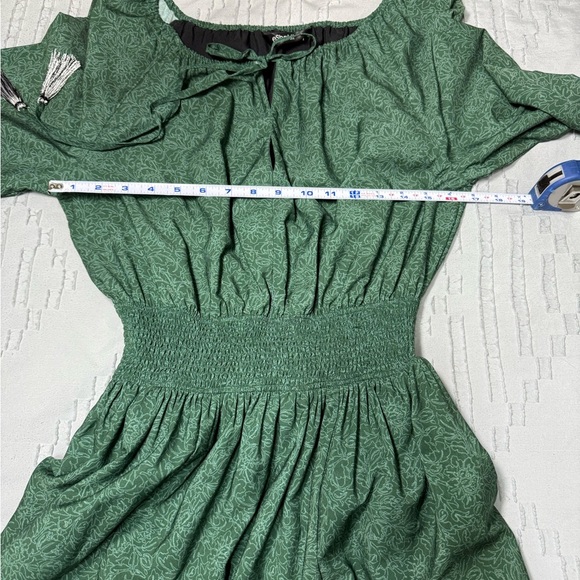 Eshakti Dress sz4 Smocked Green LS pockets Cottagecore Prairie Boho - Picture 5 of 9
